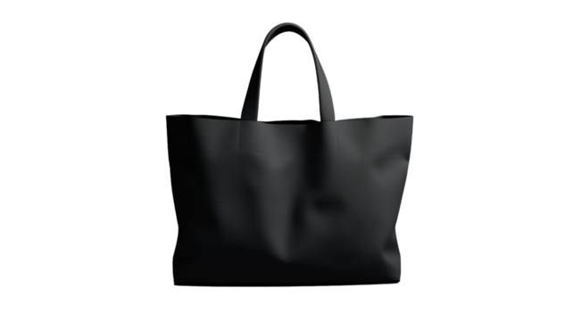 Black tote bag isolated on white background