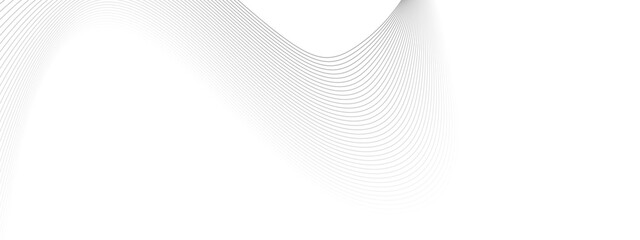 Grey Wave Swirl, frequency sound wave, twisted curve lines with blend effect. Abstract grey wave lines on transparent background. Technology, data science, geometric border pattern. 
