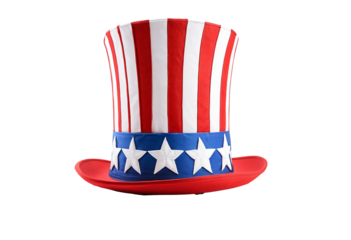 Uncle Sam's Hat Isolated on White: Perfect for Independence Day  isolated on transparent background PNG file