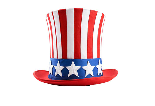 Uncle Sam's Hat Isolated on White: Perfect for Independence Day  isolated on transparent background PNG file