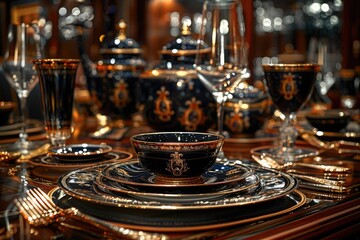 Fototapeta premium tableware set in classic style professional advertising photography