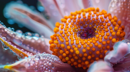 Macro photography: flower with drops close-up