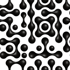 3d morph liquid connecting shapes seamless pattern background.Abstract Black 3d meta balls collection. Connected morph dots. Liquid blobs fluid set.Vector illustration