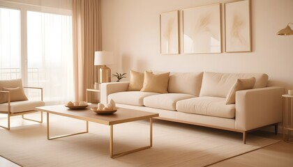 white and gold theme interior modern minimalism photo realism