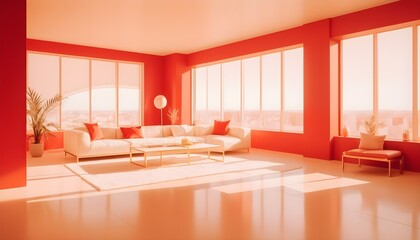 white and gold theme interior modern minimalism photo realism