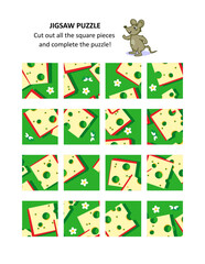 Cheese slices jigsaw puzzle. Print and cut out all the pieces to complete the puzzle.
