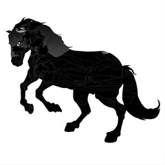 A silhouette of a horse