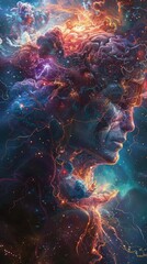 Fantasy depiction of a brain under attack by dark forces, Fantasy, Vivid Colors, Illustration, Showcasing the battle against neurological disorder