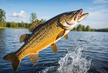 Majestic Freshwater Pike Leaps for Freedom