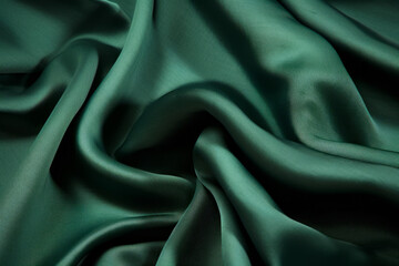 Obraz premium Green fabric with very thin pattern on it's surface.