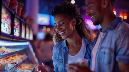 Couple Selects Snacks at Cinema Concession Stand