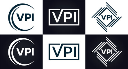 VPI logo. V P I design. White VPI letter. VPI, V P I letter logo design. V P I letter logo design in FIVE, FOUR, THREE, style. letter logo set in one artboard. V P I letter logo vector design.