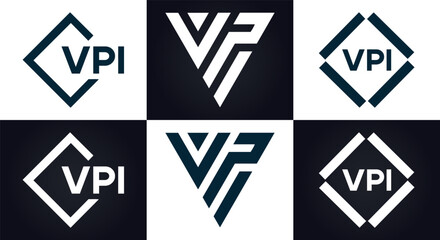 VPI logo. V P I design. White VPI letter. VPI, V P I letter logo design. V P I letter logo design in FIVE, FOUR, THREE, style. letter logo set in one artboard. V P I letter logo vector design.