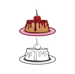 Pudding Cherry Cake Design Illustration vector eps format , suitable for your design needs, logo, illustration, animation, etc.