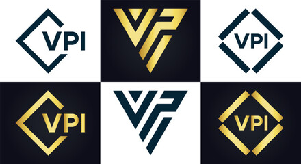 VPI logo. V P I design. White VPI letter. VPI, V P I letter logo design. V P I letter logo design in FIVE, FOUR, THREE, style. letter logo set in one artboard. V P I letter logo vector design.