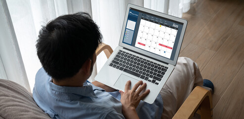 Calendar on computer software application for modish schedule planning for personal organizer and online business