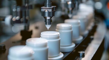 Sealing machine applying caps to filled cosmetic tubes, seamless production line in action