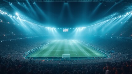 Bright Floodlights Illuminate Epic Soccer Championship Game