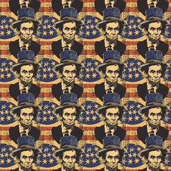 Pattern featuring historical figure with American flag backdrop