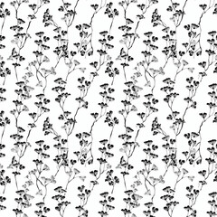 Monochrome floral pattern with ginkgo leaves