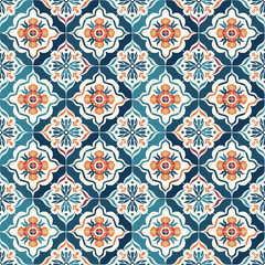 Fototapeta premium Colorful decorative geometric tile pattern
