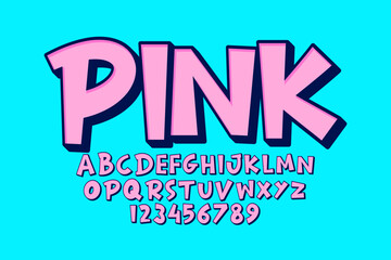 Vector of modern comical font and alphabet. Playful style font design, colorful childish alphabet, letters and numbers vector illustration