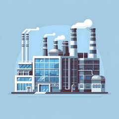 A vector art illustration of a factory