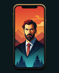 Smartphone mockup with business man portrait
