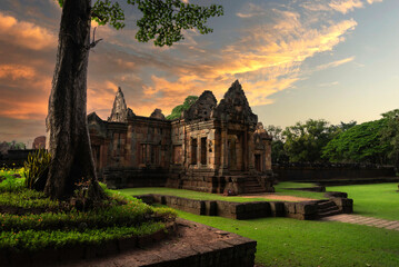 Prasat Muang Tam historical park is Castle Rock old Architecture about a thousand years ago at Buriram Province,Thailand