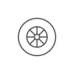 Tire icon set. Car tyre vector symbol and vehicle wheel sign.