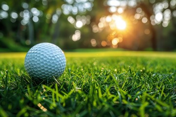 Naklejka premium Golf Ball on Lush Green Field