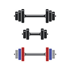 Set of dumbbells with weights. Sports equipment