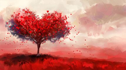 Red love tree , generative ai