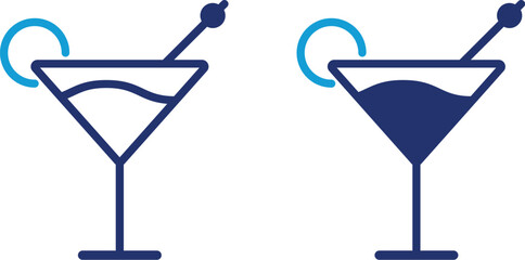 Cocktail vector icon set. Colorful icon set of Wine, Beer, Champagne, whisky, cocktail. high quality business icon set of Drinks.