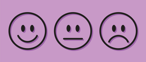 A set of emoticons, three emotions to assess the customer's opinion: positive, neutral, and negative.