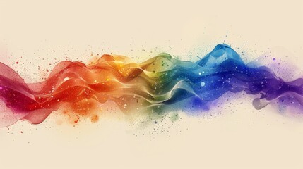 Fototapeta premium A clean, minimalist depiction of a rainbow-colored wave, representing the fluidity and inclusiveness of the LGBTQIA+ community. The abstract design is set against a neutral background.