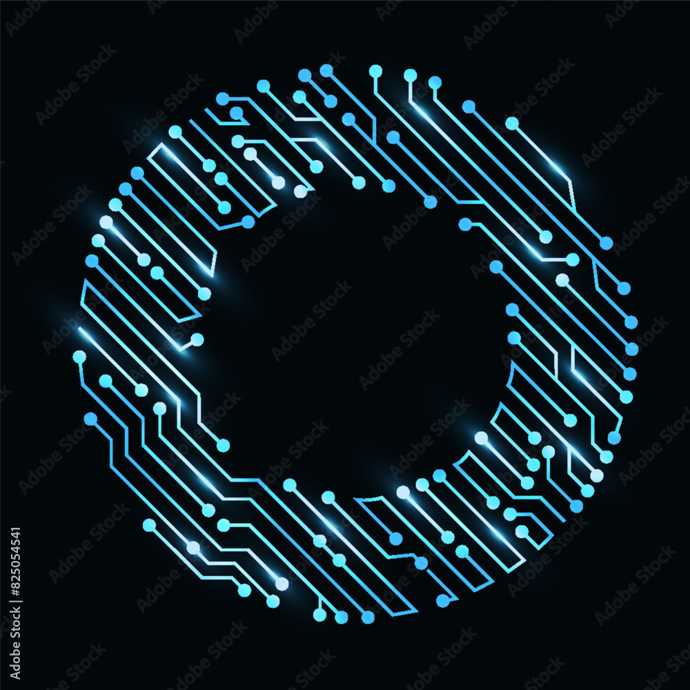 Aufkleber circuit board circle frame. abstract digital round frame, hardware board and electronic motherboard 