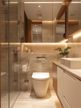 Bathroom interior, Minimalistic Italian design, Natural stone textures, Design architecture