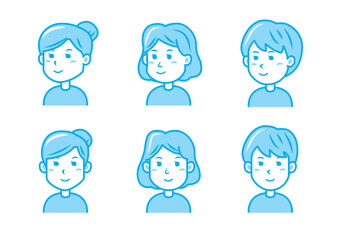 微笑む女性のイラストセット