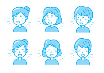 笑う女性のイラストセット