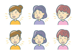 笑う女性のイラストセット