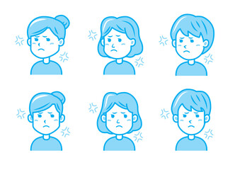 怒る女性のイラストセット