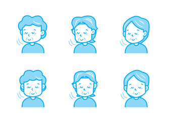 うなずく女性のイラストセット