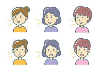 会話する女性のイラストセット