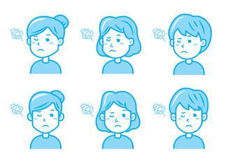 困る女性のイラストセット