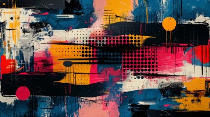 This abstract background channels the spirit of urban pop art with its bold colors and dynamic composition, making a statement that is both modern and timeless.