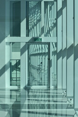 Fototapeta premium Modern building structure with unique interiors design. Building abstract, interiors design. 