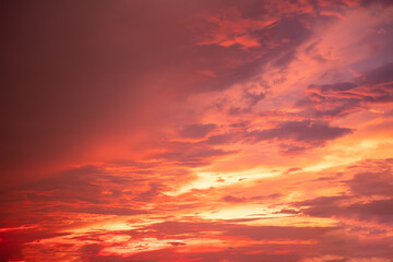 Beautiful , luxury soft gradient orange gold clouds and sunlight on the blue sky perfect for the background, take in everning,Twilight, Large size, high definition landscape photo