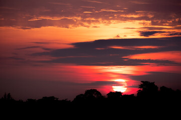 Beautiful , luxury soft gradient orange gold clouds and sunlight on the blue sky perfect for the background, take in everning,Twilight, Large size, high definition landscape photo