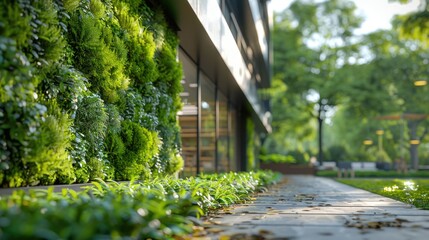 Modern Eco-Friendly Building Exterior with Green Living Wall